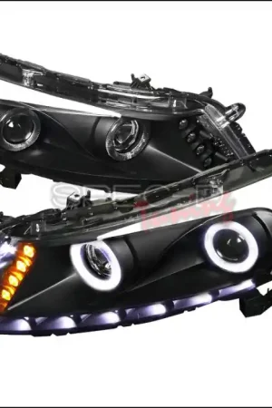 Deal Honda Accord Spec-D Halo LED Projector Headlights - Black Housing - 2LHP-ACD084JM-RS