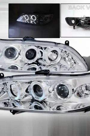 Hassle-Free Returns Honda Accord Spec-D Halo LED Projector Headlights - Chrome - 2LHP-ACD98-TM