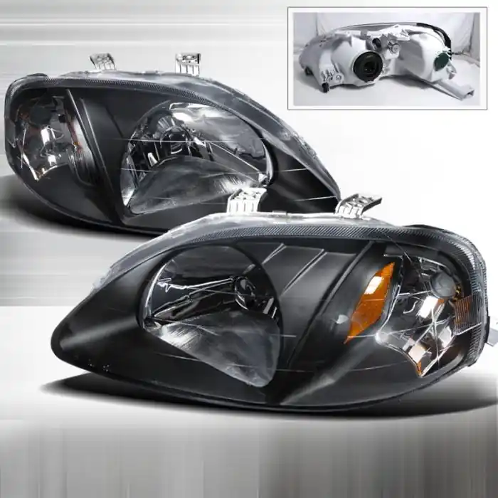 Honda Civic Spec-D Crystal Housing Headlights - Black - 2LH-CV99JM-DP Factory Price