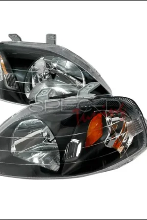 Honda Civic Spec-D Crystal Housing Headlights - Black - 2LH-CV99JM-KS Clearance