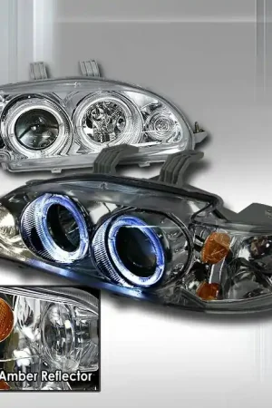 Hassle-Free Returns Honda Civic Spec-D Halo Projector Headlights - Chrome - 2LHP-CV92-KS