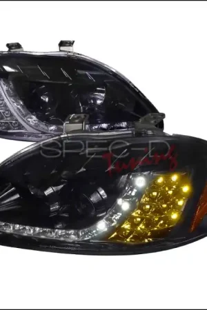 Honda Civic Spec-D R8 Style Smoked Lens Gloss - Black Amber LED Signal Projector Headlights - 2LHP-CV96G-8V2-TM Budget