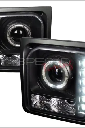 Jeep Cherokee Spec-D Halo Projector Headlight with LED - Black - LHP-CHKE97JM-RS Reduced Price