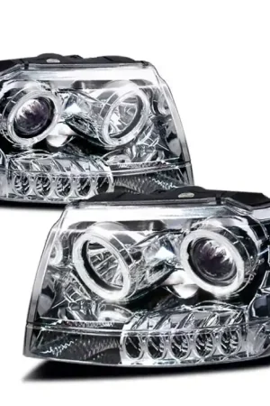 New Release Jeep Grand Cherokee Spec-D Halo Projector Headlights - Chrome - 2LHP-GKEE99-KS