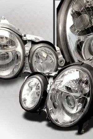 Warranty Included Mercedes-Benz E Class Spec-D Halo Projector Headlights - Chrome - LHP-BW21000-KS