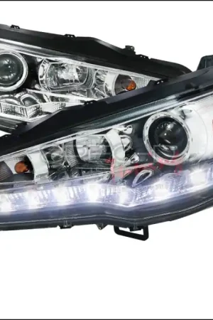 Mitsubishi Lancer Spec-D R8 Style Headlights - Chrome Housing - 2LHP-EVO08-8-TM Professional Grade
