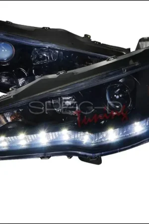 Mitsubishi Lancer Spec-D R8 Style Projector Headlight Glossy - Black Housing with Smoked Lens - 2LHP-EVO08G-8-TM One Day Deal
