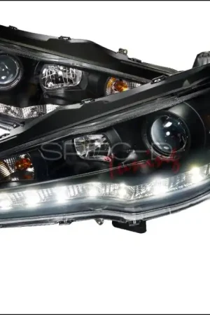 Mitsubishi Lancer Spec-D R8 Style Projector Headlights - Black Housing - 2LHP-EVO08JM-8-TM New Arrival