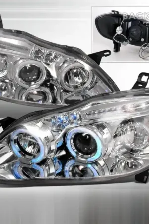 Next Day Delivery Toyota Corolla Spec-D Halo LED Projector Headlights - Chrome - 2LHP-COR03-TM