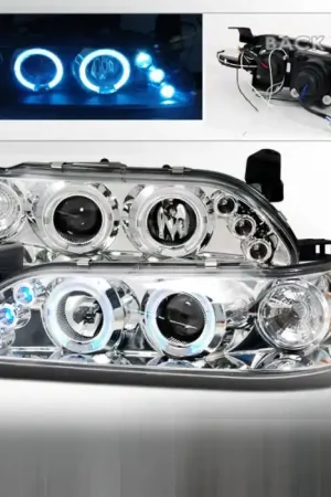 Budget Toyota Corolla Spec-D Halo LED Projector Headlights - Chrome - 2LHP-COR93-TM