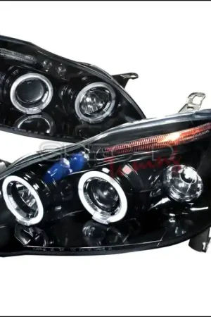 Toyota Corolla Spec-D Halo Projector Headlight Gloss - Black Housing - Smoke Lens - 2LHP-COR03G-TM Professional Grade