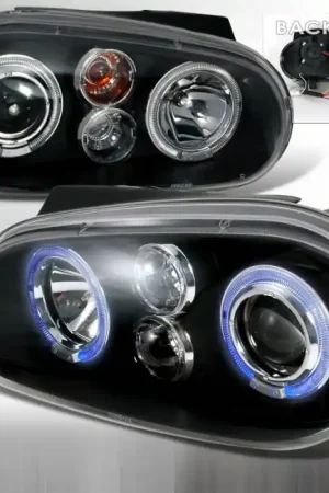 Volkswagen Golf Spec-D Halo LED Projector Headlights - Black - LHP-GLF99JM-TM Express Delivery
