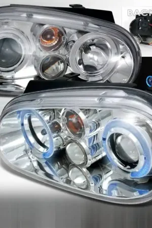 Volkswagen Golf Spec-D Halo LED Projector Headlights - Chrome - LHP-GLF99-TM Final Sale