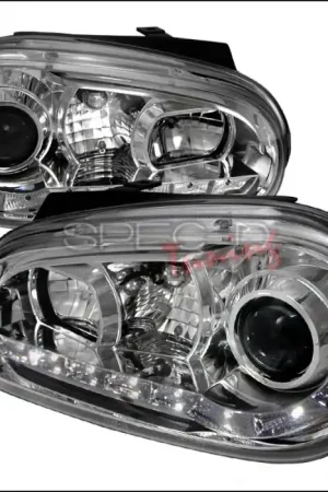 Limited Time Volkswagen Golf Spec-D R8 Style Halo LED Projector - Chrome - LHP-GLF99-8-TM