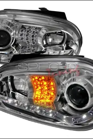 Holiday Sale Volkswagen Golf Spec-D R8 Style Halo LED Projector with LED Signal - Chrome - LHP-GLF99-8V2-TM