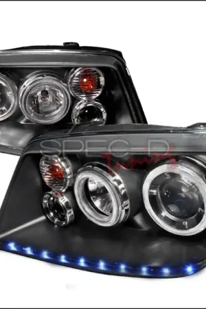 Premium Volkswagen Jetta Spec-D LED Stripe Dual Halo Projector Headlights - Black - LHP-JET99JM-APC