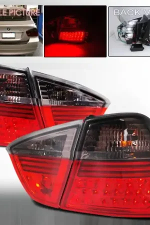 Clearance BMW 3 Series 4DR Spec-D LED Taillights - Red & Smoke - LT-E9005RGLED-APC