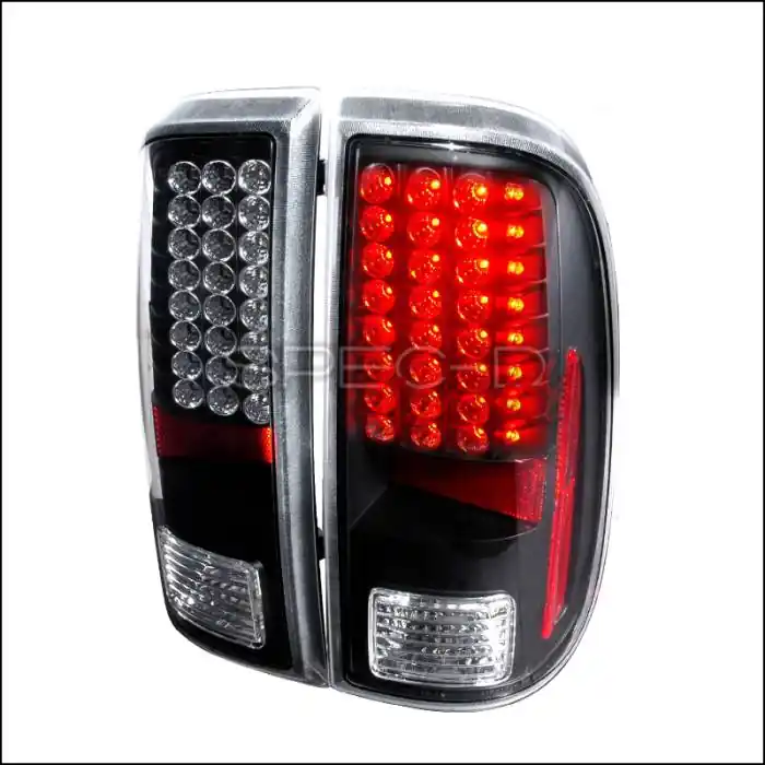 Original Ford F250 Spec-D LED Taillights - Black - LT-F25008JMLED-KS