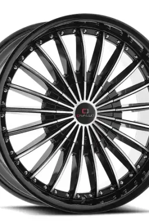 Cavallo CLV-32 5x112/5x114.3 22x8.5 +38 Gloss Black & Machined Holiday Sale