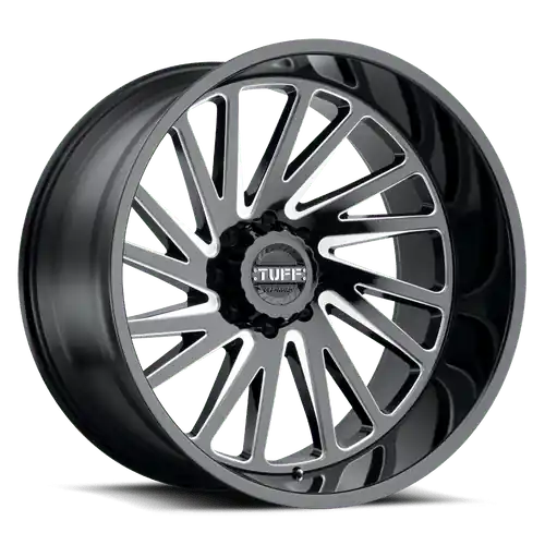 Today Only Tuff T2A 5X127 22X12 -45 GLOSS BLACK W/ MILLED SPOKES