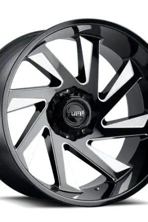 Tuff T1B 5X127 26X14 -72 GLOSS BLACK W/ MILLED SPOKES Best Price