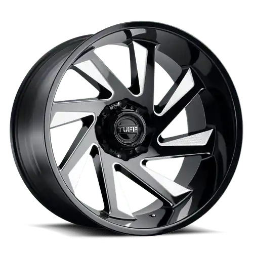 Tuff T1B 5X127 26X14 -72 GLOSS BLACK W/ MILLED SPOKES Best Price