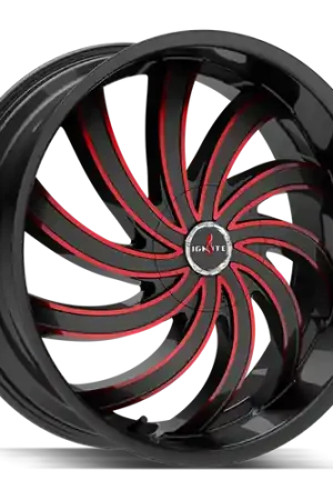 Direct From Manufacturer Ignite Flame 6x135/6x139.7 22x9.5 +24 Gloss Black Candy Red Milled