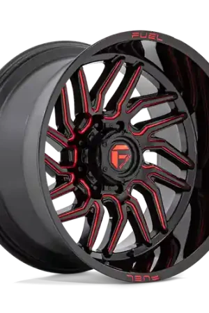 Fuel 1PC D808 HURRICANE 5X150 20X9 +20 GLOSS BLACK MILLED RED TINT Latest