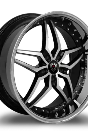 Shop Now MARQUEE WHEELS M5331 5x115 22x9+15 BLACK / MACHINED/STAINLESS LIP