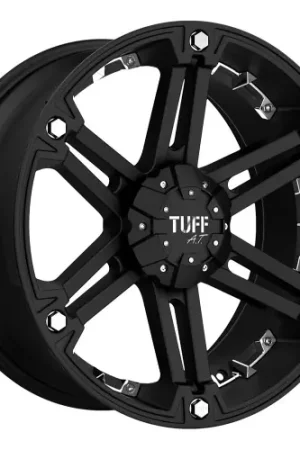 Tuff T01 5X114.3/5X127 20X9 -13 FLAT BLACK W/ CHROME INSERTS Free Returns