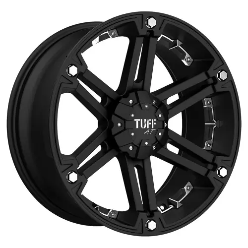 Tuff T01 5X114.3/5X127 20X9 -13 FLAT BLACK W/ CHROME INSERTS Free Returns