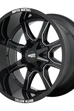 Must Have Moto Metal MO970 8X170 17X8 +0 GLOSS BLACK WITH MILLED SPOKE & MOTO METAL ON LIP