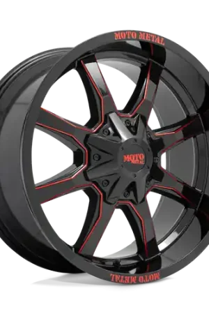 Limited Edition Moto Metal MO970 5X139.7/5X150 20X10 -18 GLOSS BLACK MILLED WITH RED TINT & MOTO METAL ON LIP