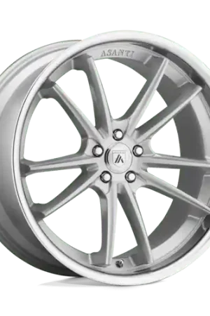 Worldwide Shipping Asanti Black ABL-23 SIGMA 5X114.3 24X9 +32 BRUSHED SILVER W/ CHROME LIP