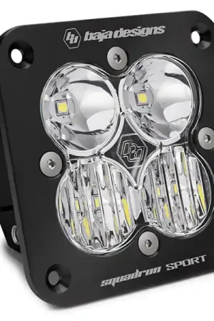 Original Baja Designs Squadron Sport Driving/Combo Pattern Flush Mount Black LED Light Pod - Clear