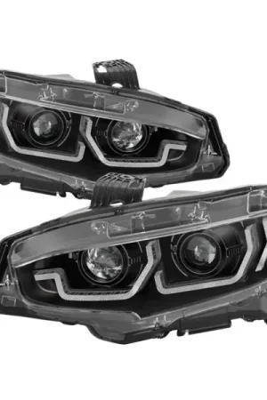 Best Price Spyder Honda Civic 16-18 2DR/4DR/Hatchback Headlight Black PRO-YD-HC16PL-SEQ-BK