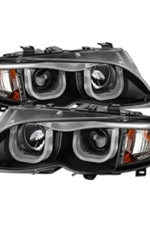 Spyder BMW E46 3-Series 02-05 4DR Projector Headlights 1PC 3D Halo Blk PRO-YD-BMWE4602-4D-3DDRL-BK Best Choice