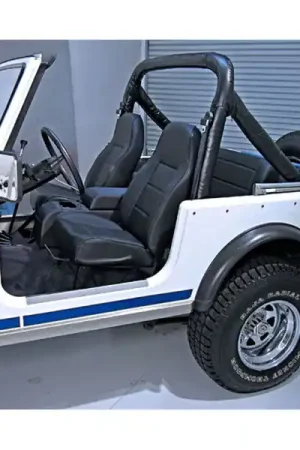 Low Price Rugged Ridge High-Back Front Seat Non-Recline Black Denim 76-02 CJ&