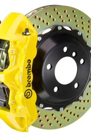 Grab Now Brembo 04-05 R32 (Mk4) Front GT BBK 6 Piston Cast 355x32 2pc Rotor Drilled- Yellow