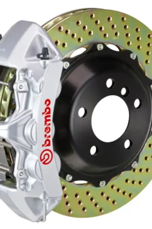 Seasonal Sale Brembo 05-09 F430 Challenge Rear GT BBK 6 Piston Cast 380x32 2pc Rotor Drilled-Silver