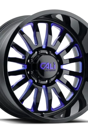 Hot Picks Cast Aluminum Wheels Summit 9110 GB-BL 20x9 Blue Milled Spokes Gloss Black 8 On 165.1 Bolt Pattern 0 Offset Cali Offroad Wheels