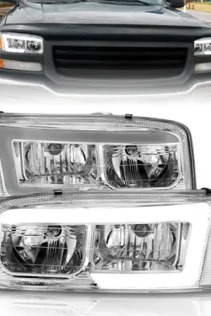 Order Now ANZO 99-17 GMC Sierra/Denali Headlights Chrome Amber (w/C Light Bars)