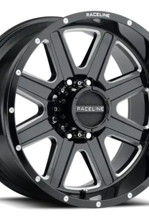 Best Price Raceline 940M Hostage 20x9in / 8x180 BP / 12mm Offset / 124.2mm Bore - Black & Milled Wheel