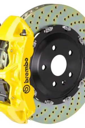 Brembo 07-18 Wrangler/Unlimited Front GT BBK 6 Piston Cast 365x34 2pc Rotor Drilled- Yellow Exclusive