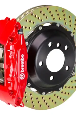 Brembo 02-07 SC430 Front GT BBK 4 Piston Cast 2pc 332x32 2pc Rotor Drilled-Red Hassle-Free Returns