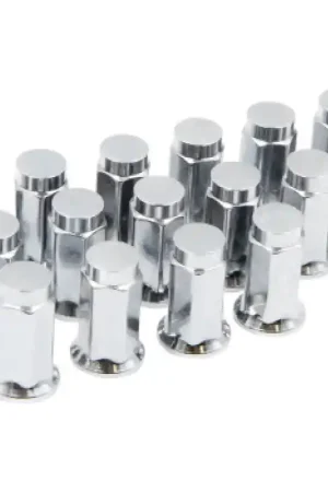 Raceline Hex/Flat Lug Nuts - 12mm x 1.25/17mm - 16 Pack - Chrome Next Day Delivery