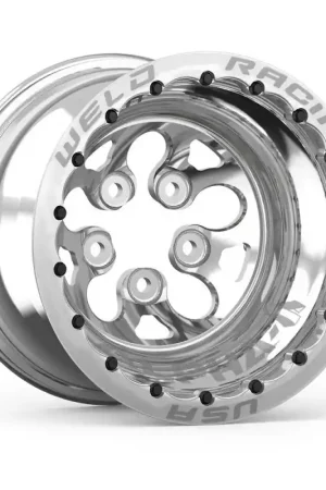 Top Pick Weld Alpha-1 15x12 / 5x4.5 BP / 4in. BS Polished Wheel - Black Double Beadlock MT