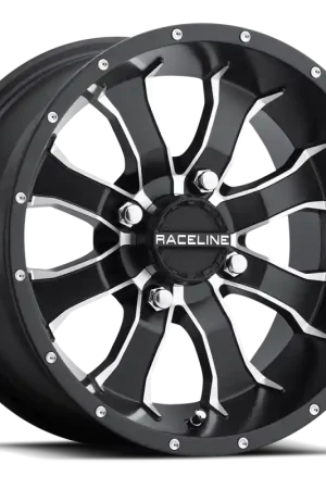 Raceline A77 Mamba 15x7in / 4x137 BP / 10mm Offset / 110.2mm Bore - Black & Machined Wheel Modern