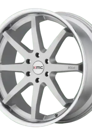 Free Returns KM715 22X9.5 5X120 BRUSH SLV CHR LP 30MM