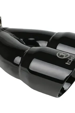 aFe Takeda 2.5in 304 Stainless Steel Clamp-on Exhaust Tip 2.5in Inlet 3in Dual Outlet - Black Affordable